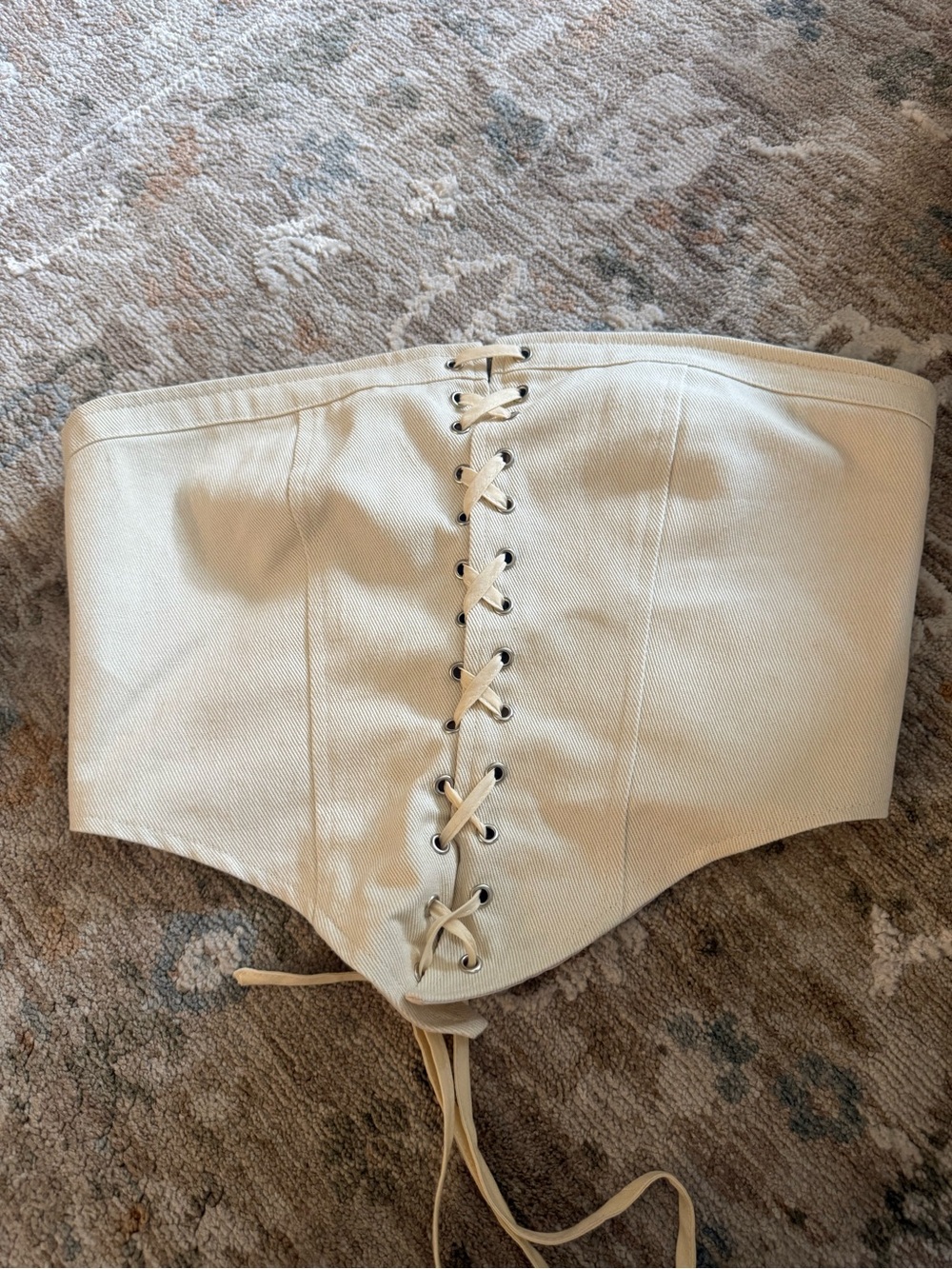 WHITEFOX Lace-Up Waist Cincher Corset in Cream